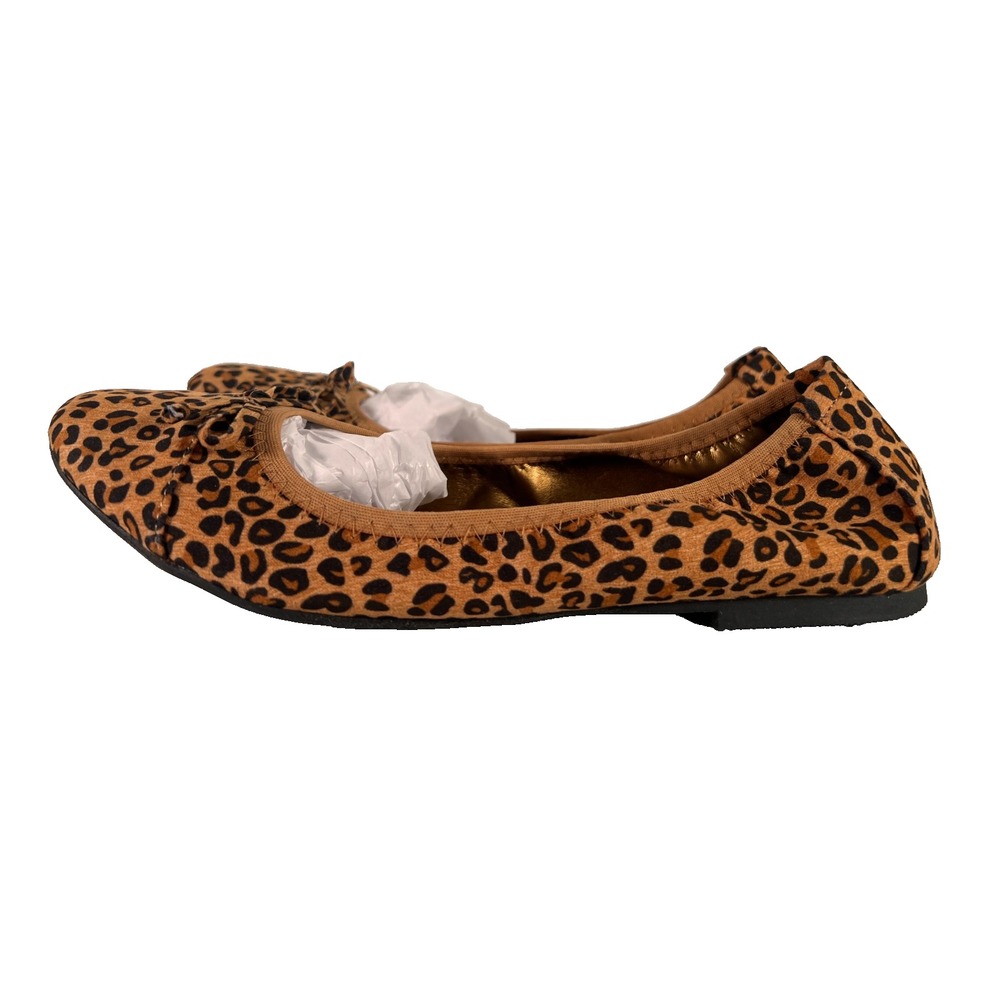Rialto Sunnyside Women Shoes Bow Ballet Flats Snow Leopard Print Size 7 Wide